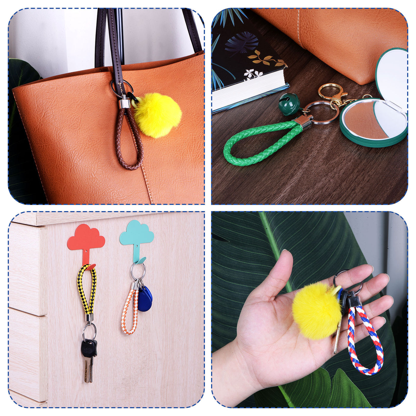 Harfington Braided Leather Keychains, Key Ring Woven Decoration Lanyard Strap for Bag Wallet