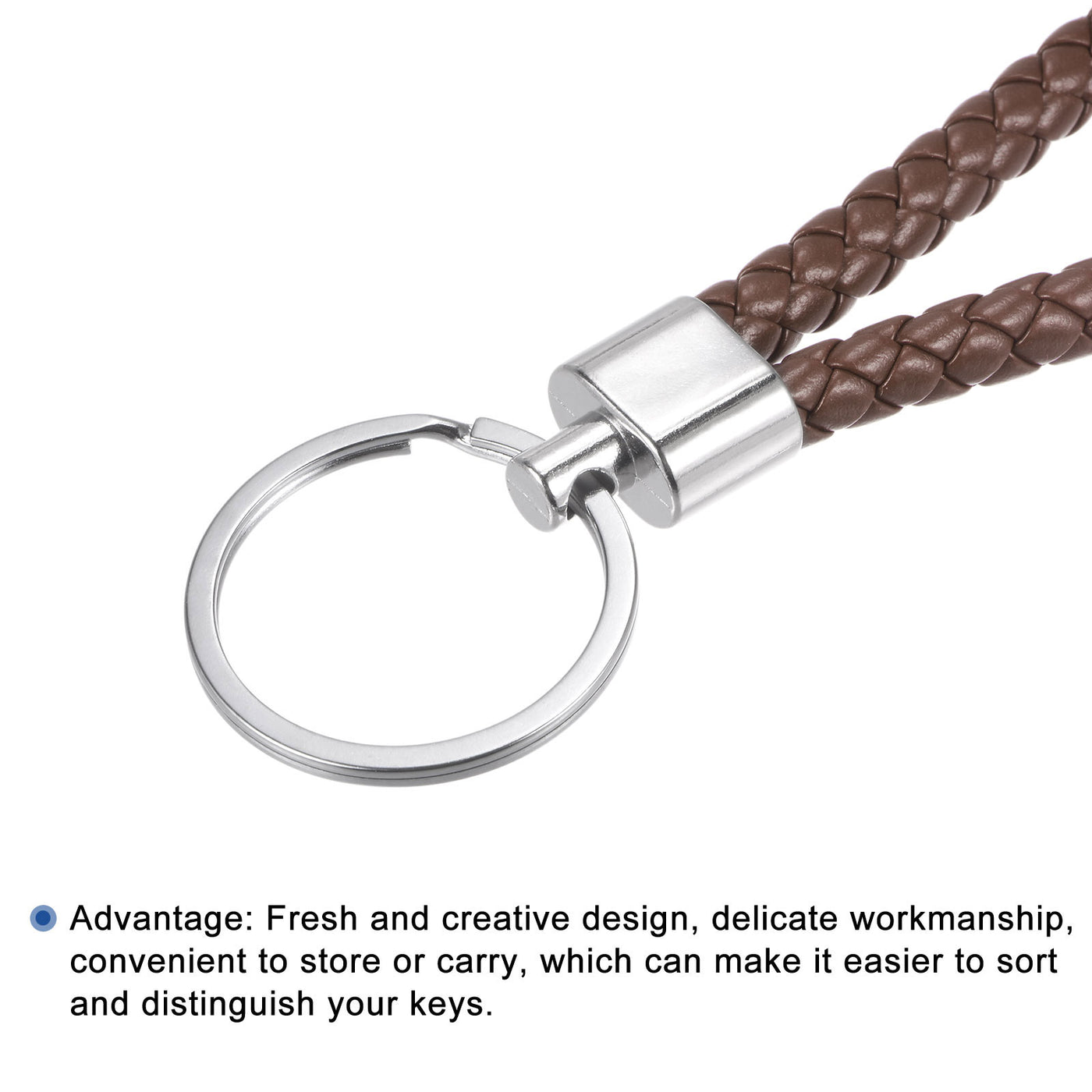 Harfington Braided Leather Keychain Woven Decoration Lanyard Strap for Bag Wallet