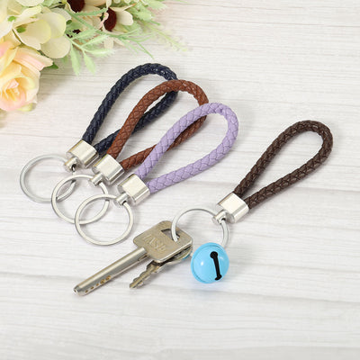 Harfington Braided Leather Keychain Woven Decoration Lanyard Strap for Bag Wallet