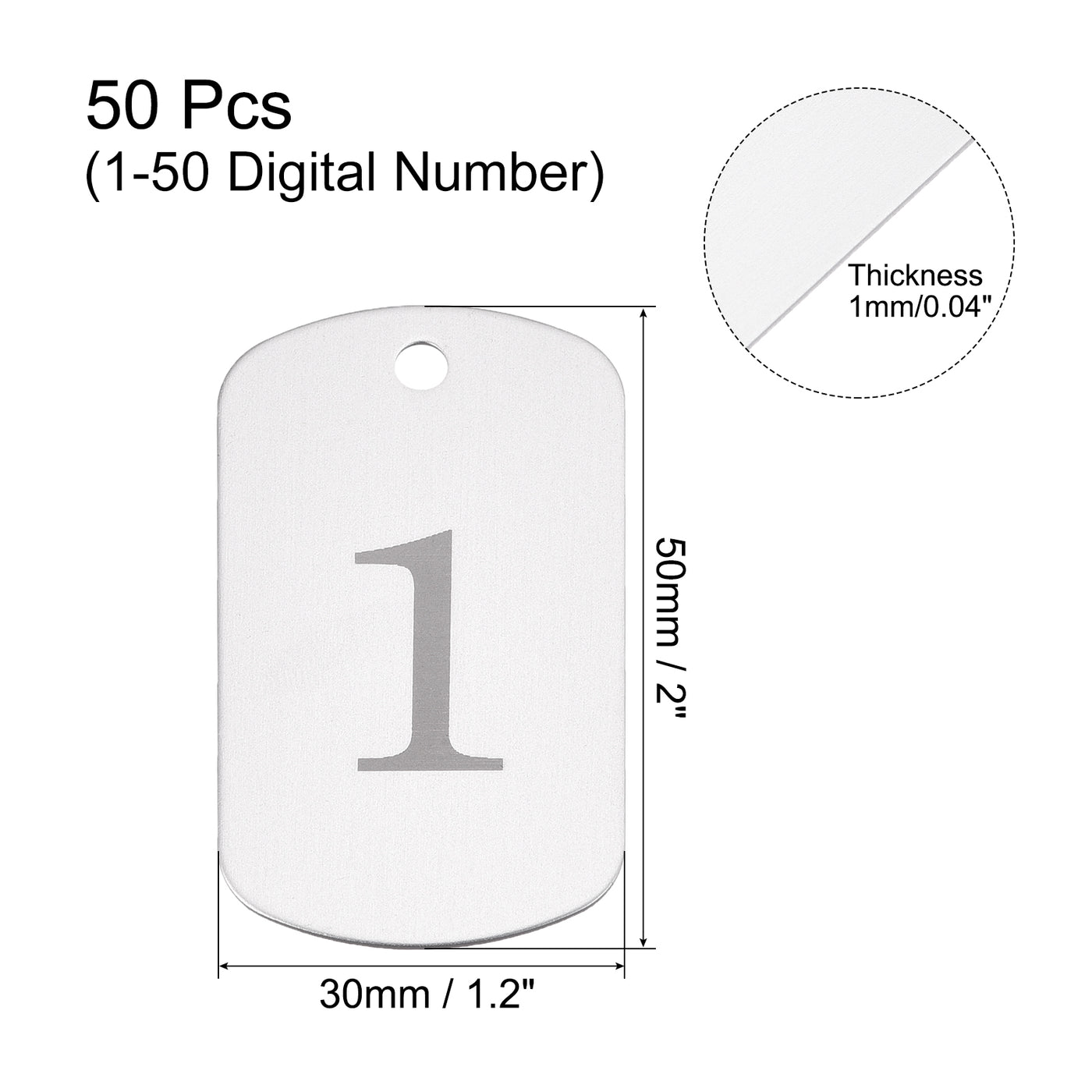 Harfington Numbered Tag, Aluminum Key Tags ID Tags, Number with Ring Rectangle for Decoration