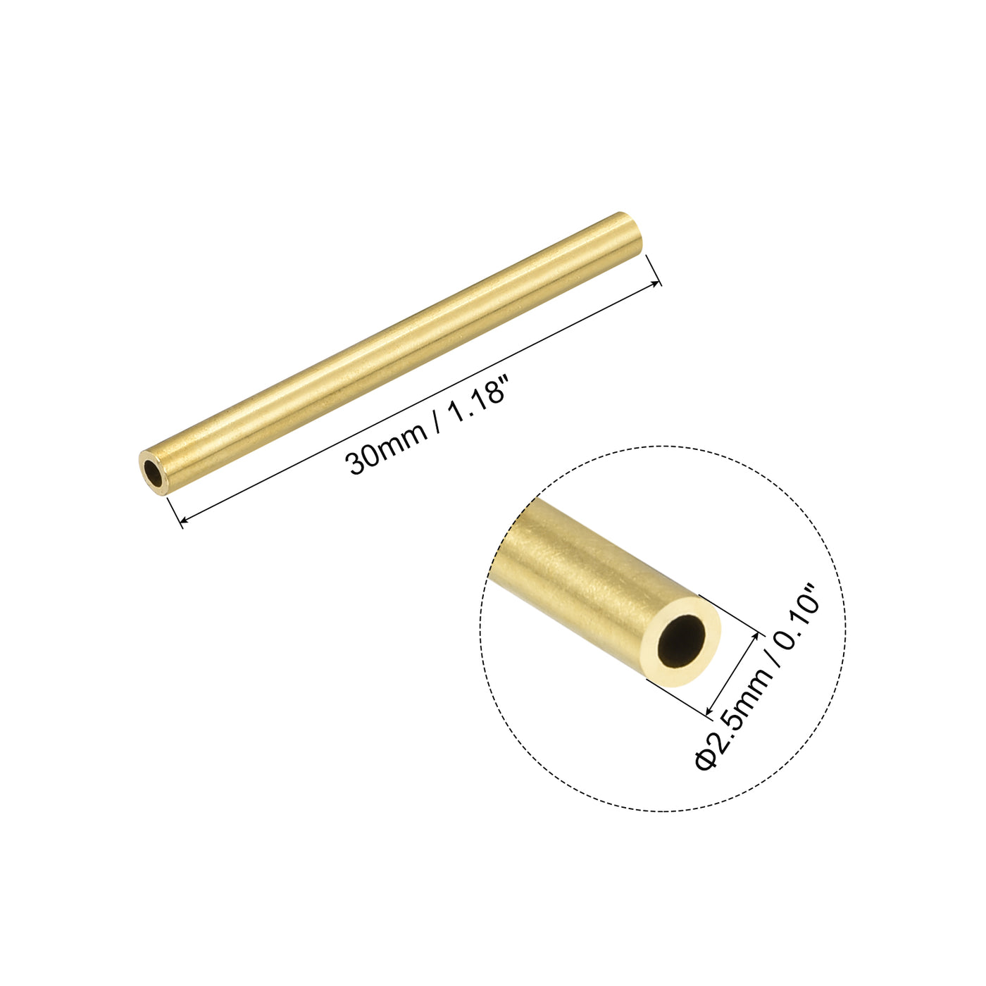 Uxcell Uxcell Brass Tube 4.5mm OD 0.5mm Wall Thickness 30mm Length Pipe Tubing for DIY 30 Pcs