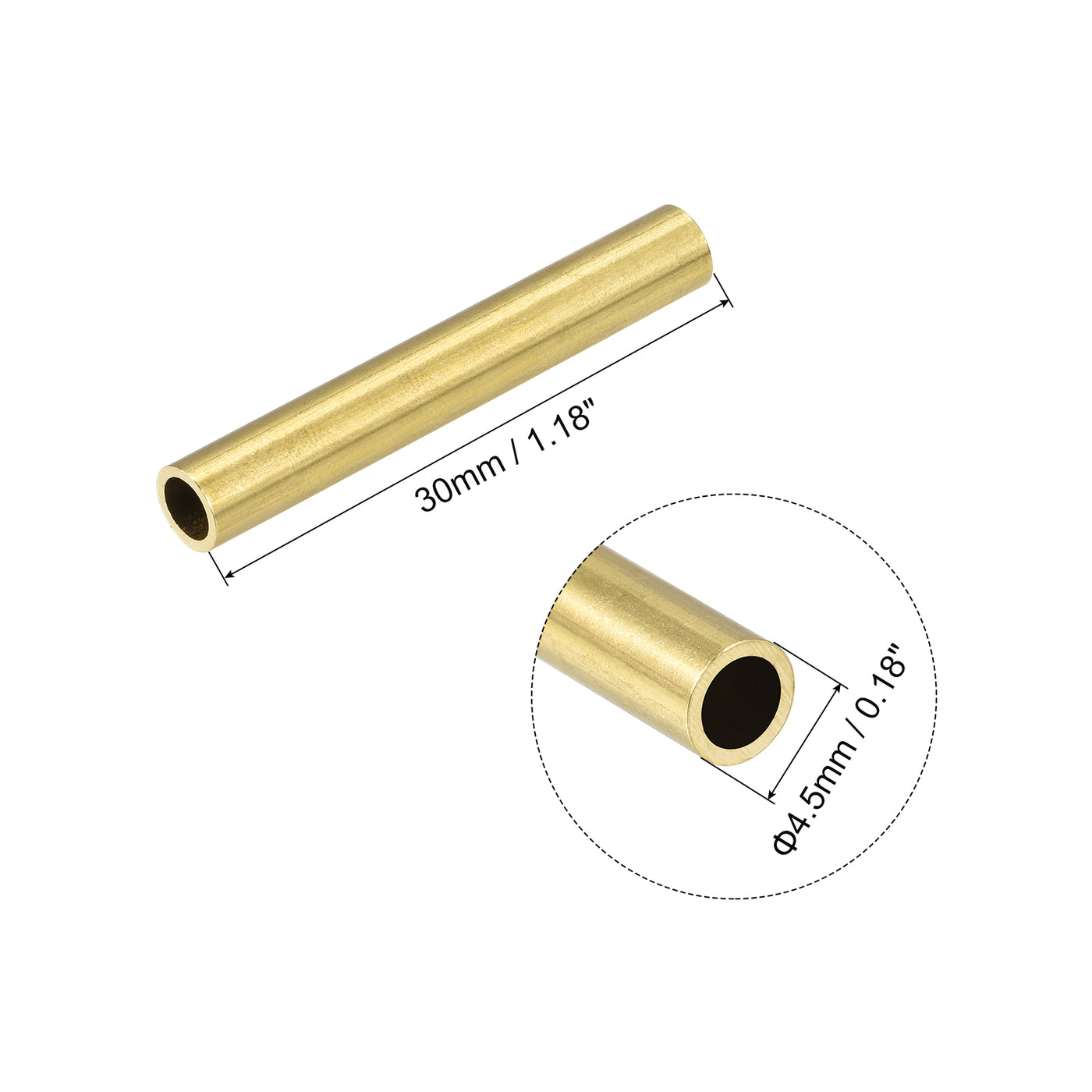 Uxcell Uxcell Brass Tube 4.5mm OD 0.5mm Wall Thickness 30mm Length Pipe Tubing for DIY 30 Pcs