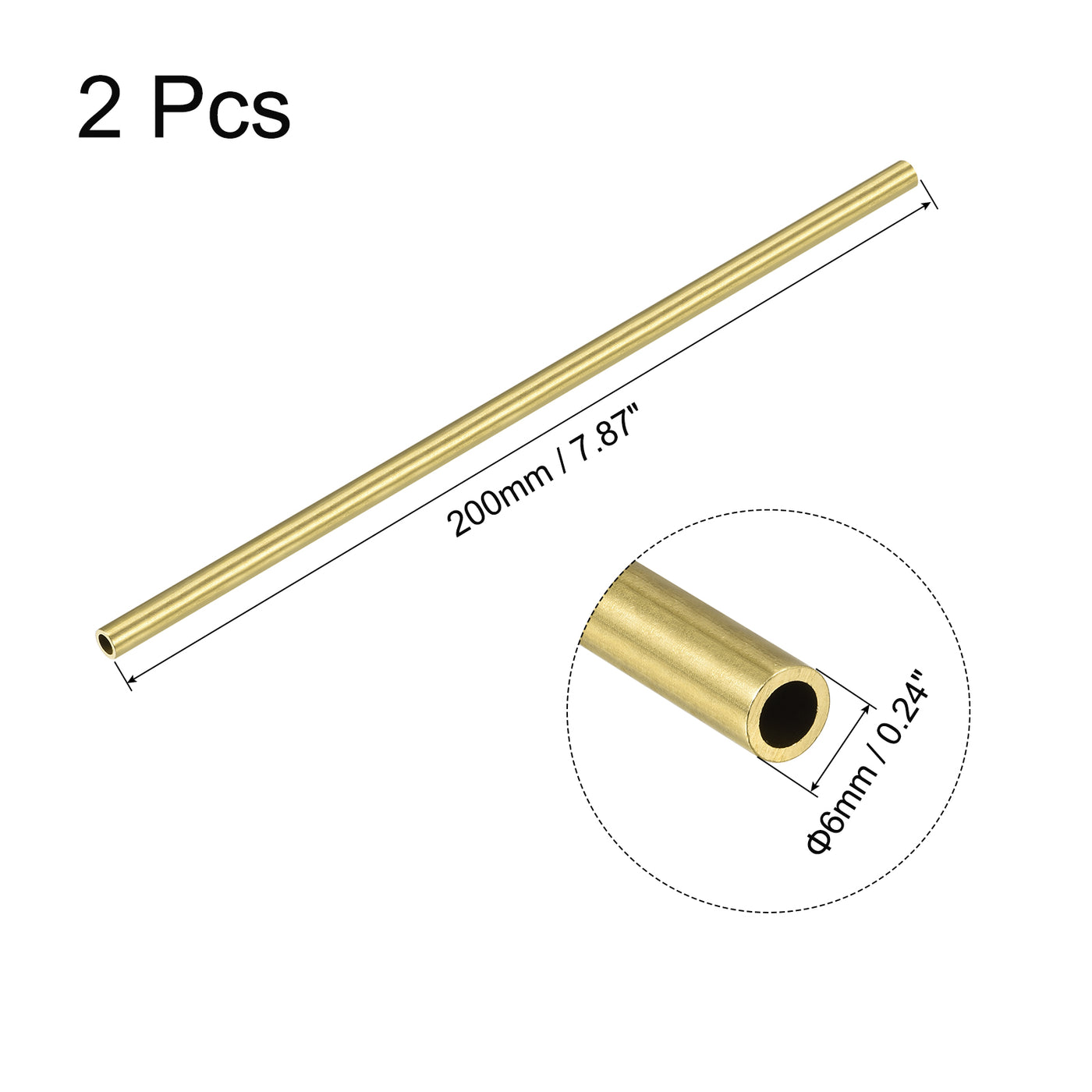 Uxcell Uxcell Brass Round Tube 5mm OD 1mm Wall Thickness 200mm Length Pipe Tubing 2 Pcs