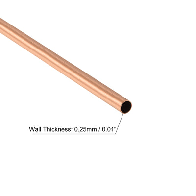 Harfington Uxcell Copper Round Tube 2mm OD 0.25mm Wall Thickness 200mm Length Pipe Tubing 6 Pcs