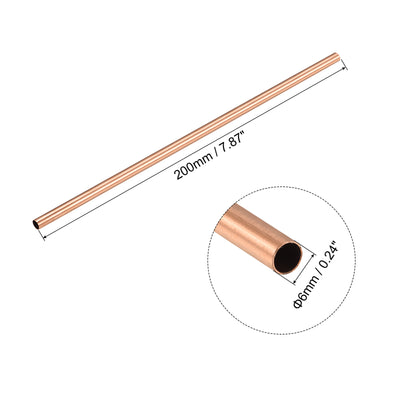 Harfington Uxcell Copper Round Tube 7.5mm OD 1mm Wall Thickness 300mm Length Pipe Tubing
