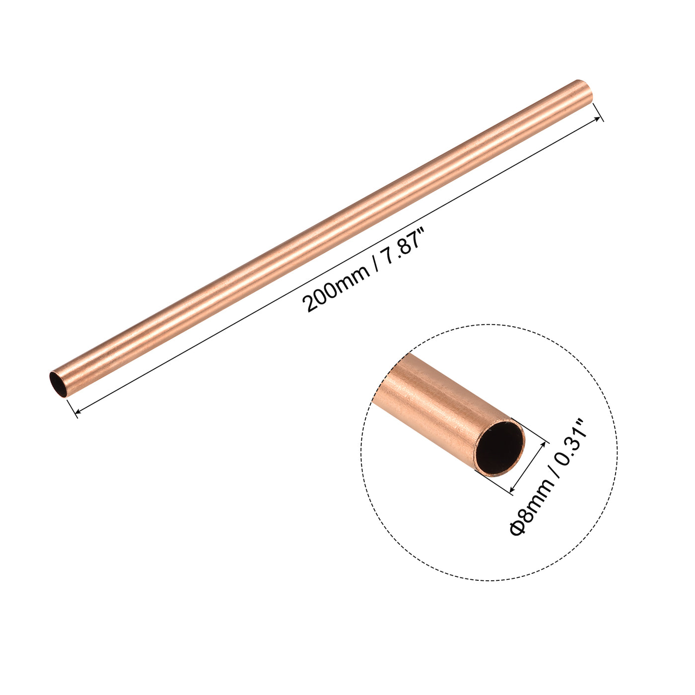 Uxcell Uxcell Copper Round Tube 7.5mm OD 1mm Wall Thickness 300mm Length Pipe Tubing