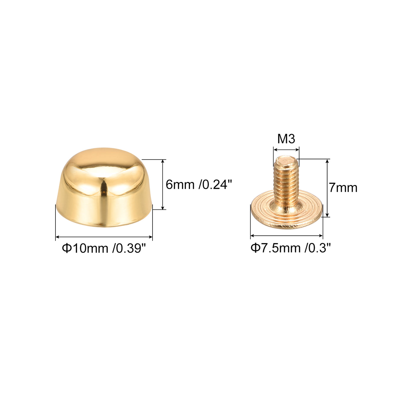 Uxcell Uxcell 10x6mm Screw Back Rivets Hollow Curved Head Leather Studs Bronze Tone 8 Sets