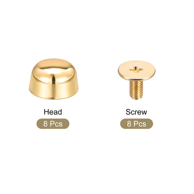 Harfington Uxcell 10x6mm Screw Back Rivets Hollow Curved Head Leather Studs Bronze Tone 8 Sets