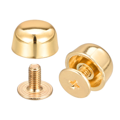 Harfington Uxcell 10x6mm Screw Back Rivets Hollow Curved Head Leather Studs Bronze Tone 10 Sets
