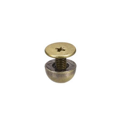 Harfington Uxcell 10x6mm Screw Back Rivets Hollow Curved Head Leather Studs Bronze Tone 6 Sets