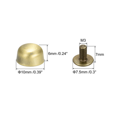 Harfington Uxcell 10x6mm Screw Back Rivets Hollow Curved Head Leather Studs Bronze Tone 8 Sets