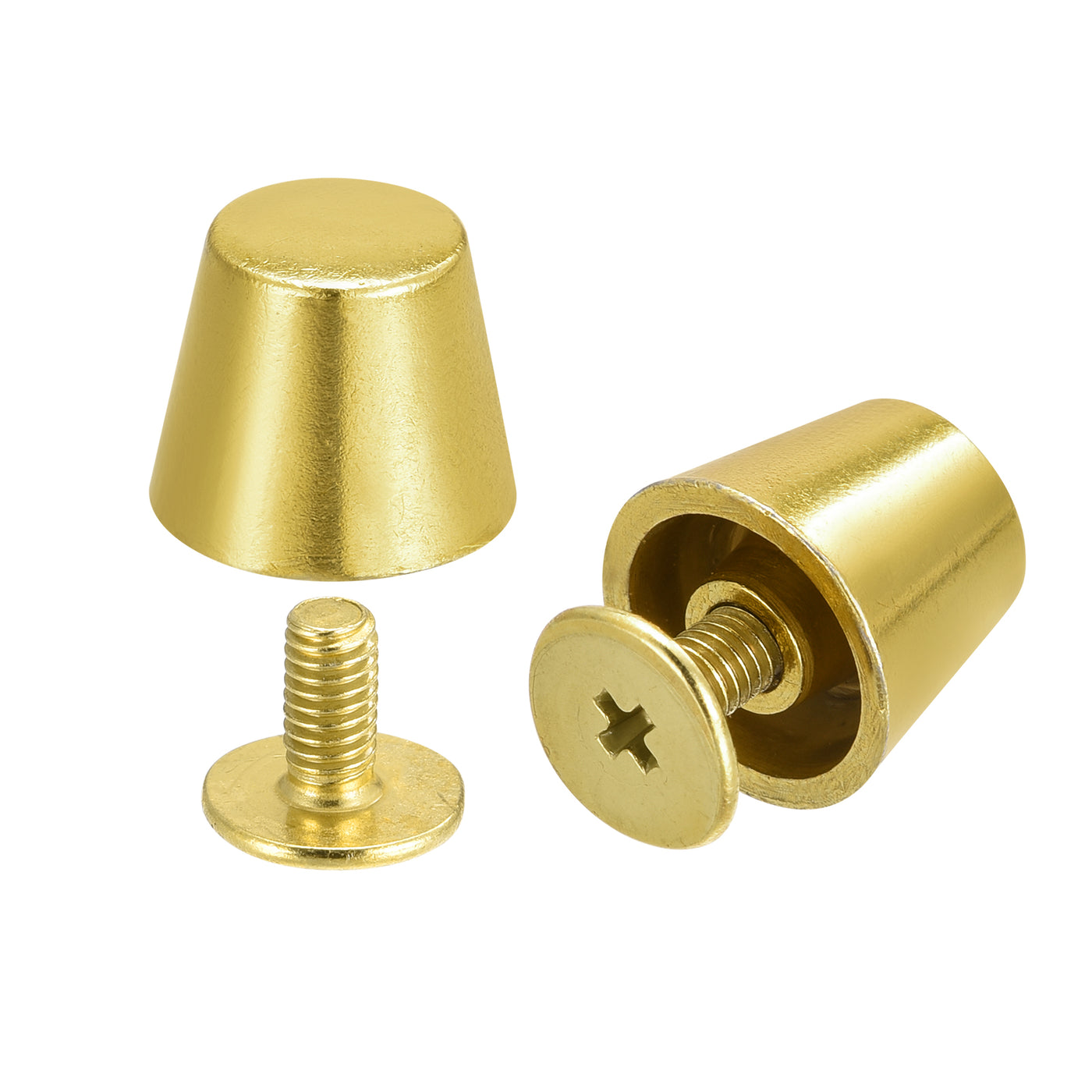 Uxcell Uxcell 10.5x9.5mm Screw Back Rivets Hollow Flat Head Leather Studs Brass Tone 10 Sets