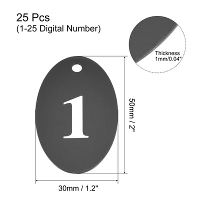 Harfington Oval Number Tags Key Tag with Ring, Numbered Aluminum Tag for Coding, Decoration
