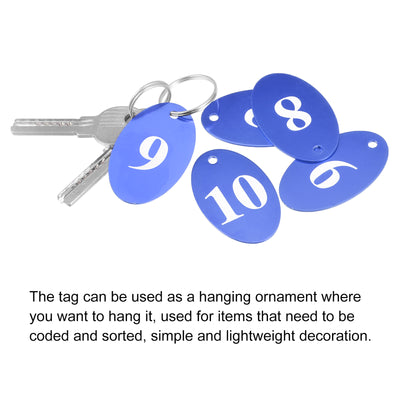 Harfington Oval Number Tags Key Tag with Ring, Numbered Aluminum ID Tag for Coding, Decoration