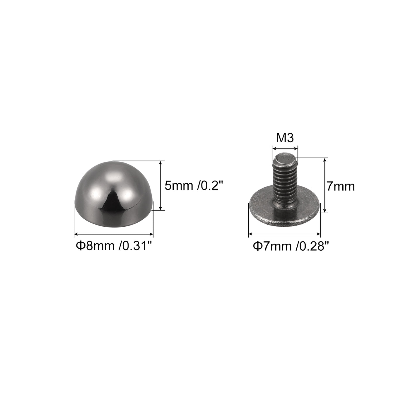 Uxcell Uxcell 8x5mm Screw Back Rivets Solid Round Head Leather Studs Black 20 Sets