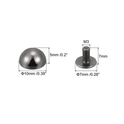 Harfington Uxcell 10x6mm Screw Back Rivets Solid Round Head Leather Studs Black 8 Sets
