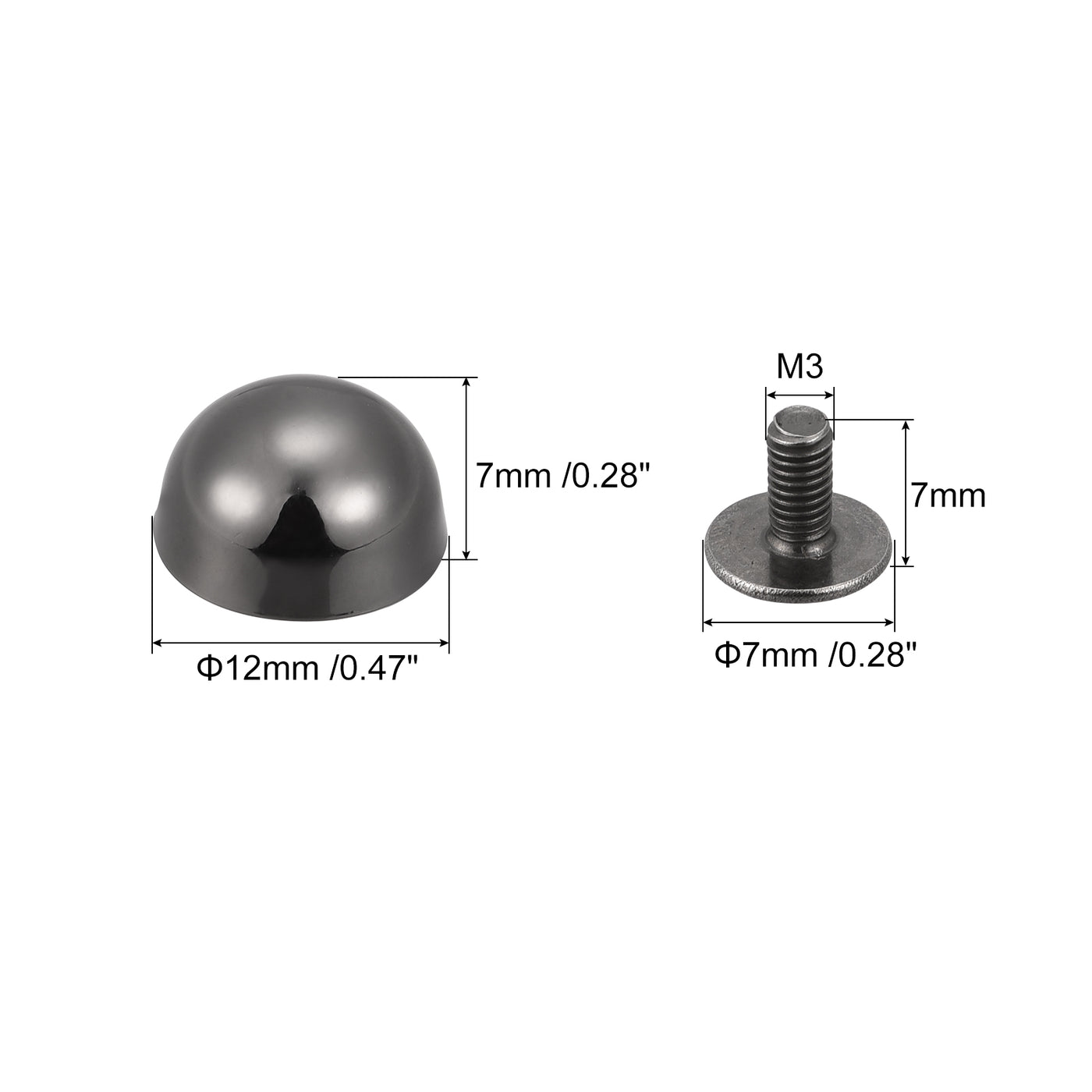 Uxcell Uxcell 12x7mm Screw Back Rivets Hollow Round Head Leather Studs Black 10 Sets