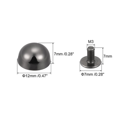Harfington Uxcell 12x7mm Screw Back Rivets Hollow Round Head Leather Studs Black 10 Sets