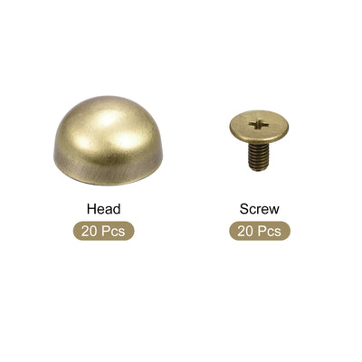 Harfington Uxcell 12x7mm Screw Back Rivets Hollow Round Head Leather Studs Silver Tone 20 Sets