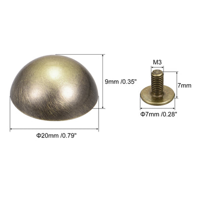 Harfington Uxcell 12x7mm Screw Back Rivets Hollow Round Head Leather Studs Gold Tone 8 Sets