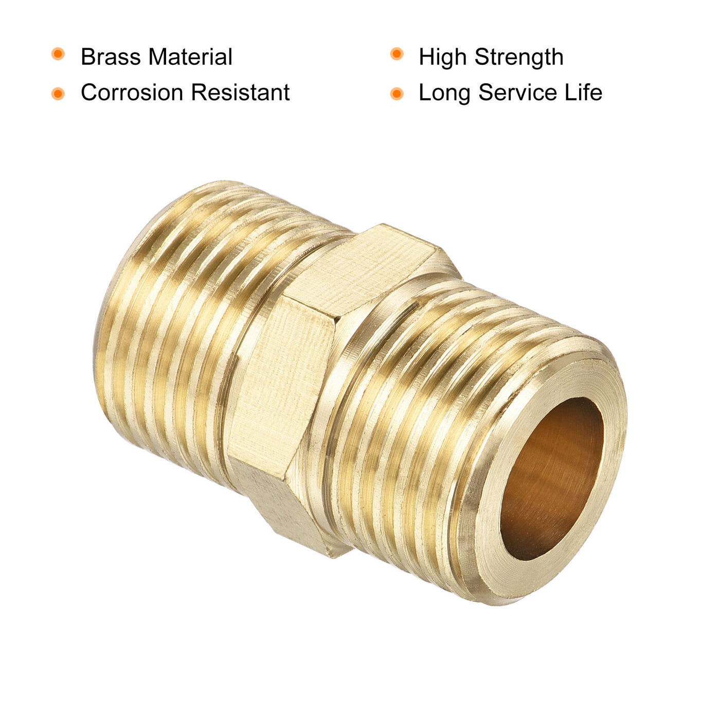 Harfington Brass Pipe Fitting Male Thread Hex Connector Pipe