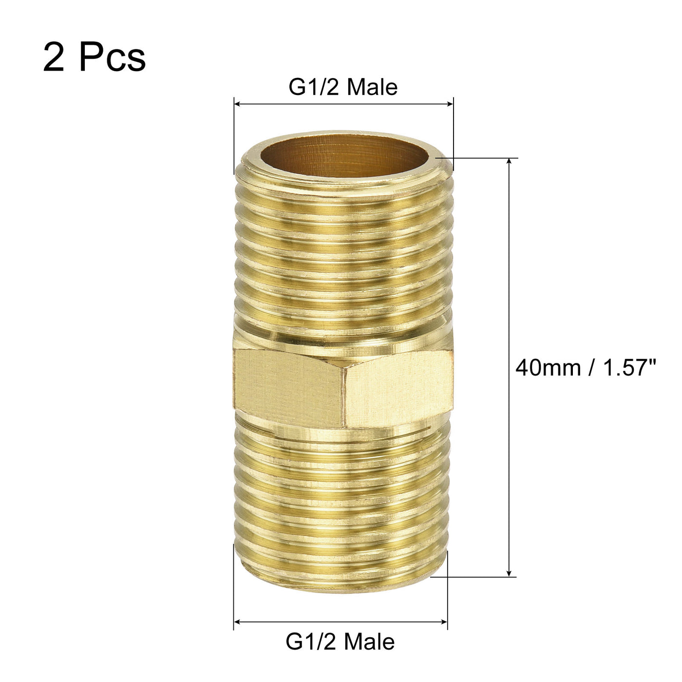 Harfington Brass Pipe Fitting Male Thread Hex Pipe Adapter