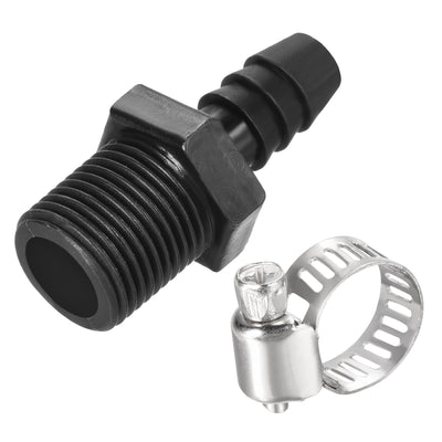 Harfington PE Hose Fitting Barb Male Straight Pipe Connector Coupler Adapter with Hose Clamp