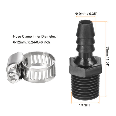 Harfington PE Hose Fitting Barb Male Straight Pipe Connector Coupler Adapters with Hose Clamps
