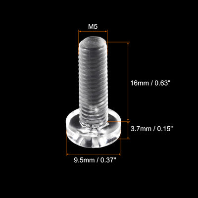 Harfington Uxcell M3x5mm Plastic Phillips Bolts 100pcs PC Pan Head Machine Screws Transparent