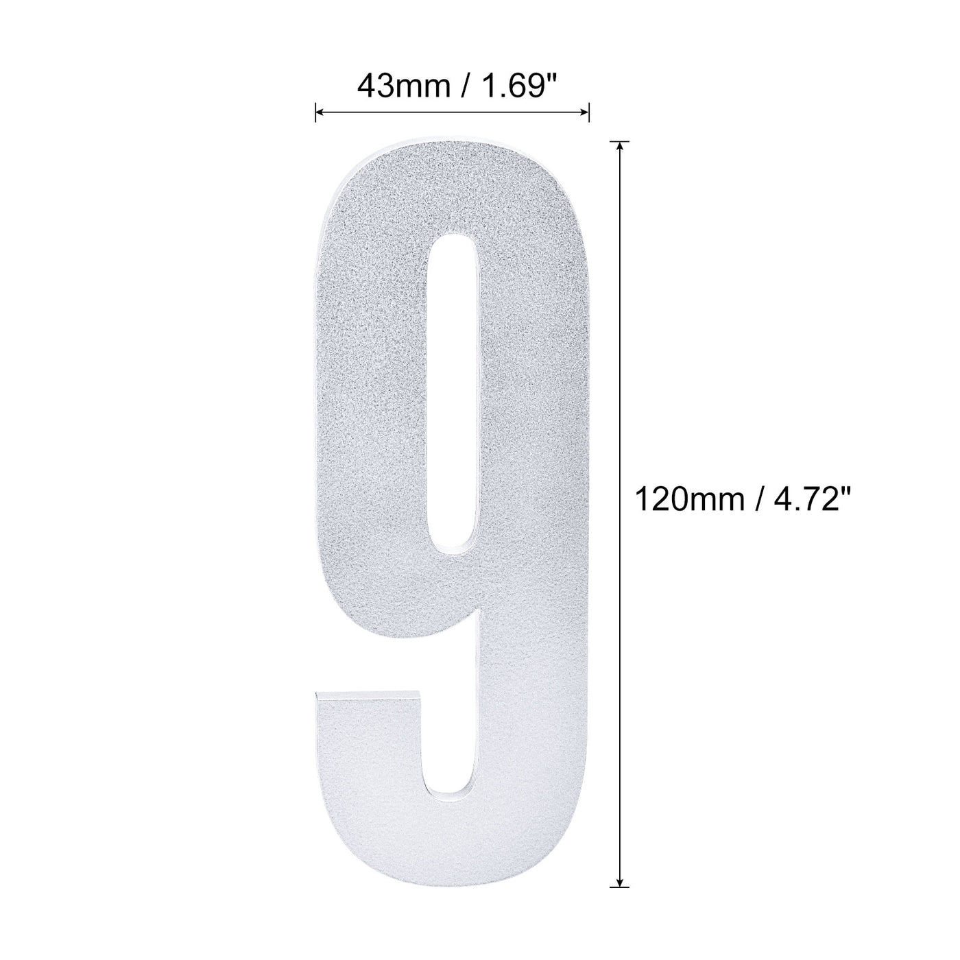 Uxcell Uxcell 4.72 Inch Self-Adhesive House Number for Hotel Mailbox Address, Silver Number 6