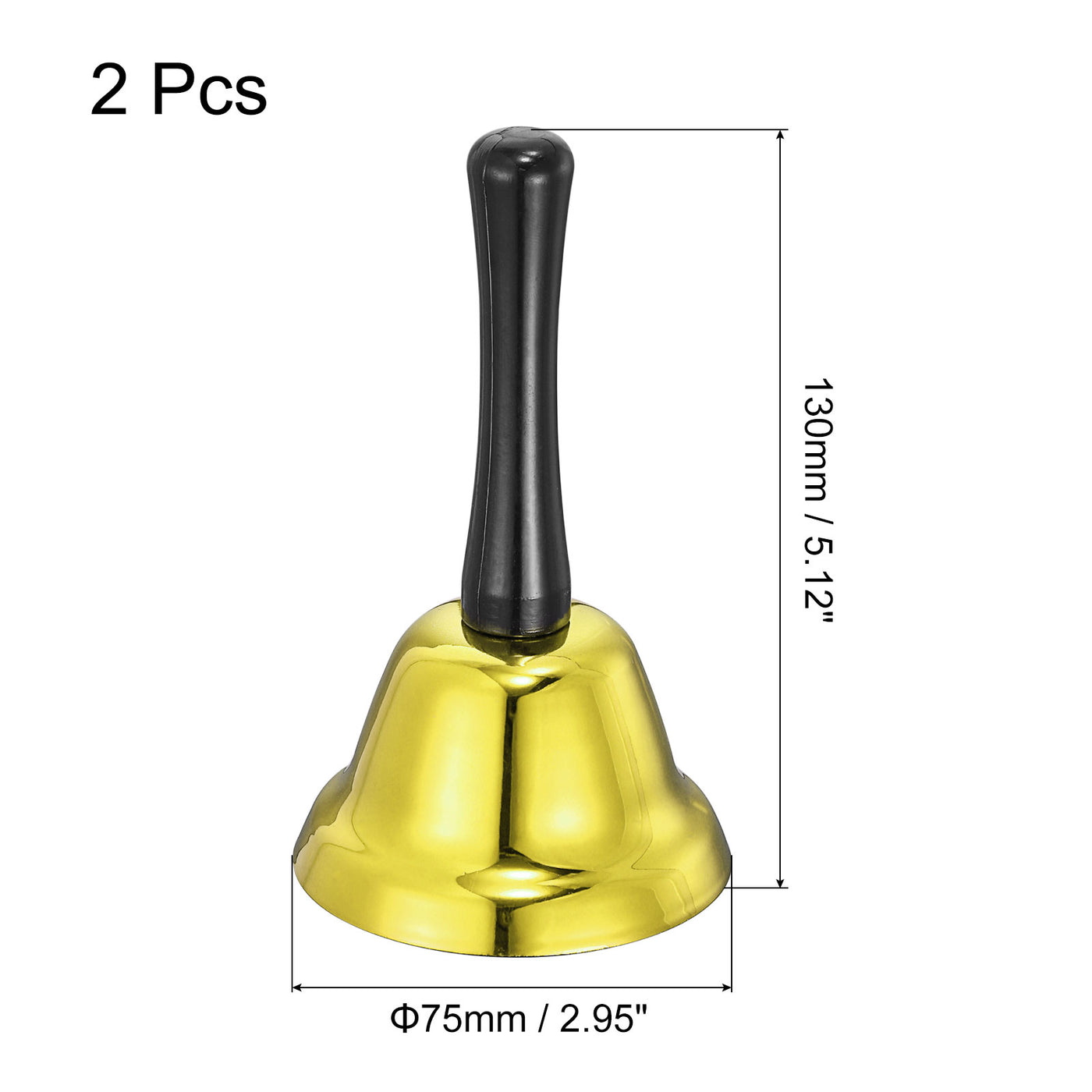 Uxcell Uxcell Loud Hand Bell, 2pcs 65mm(2.56") Dinner Bell for Classroom, Service, Silver Tone