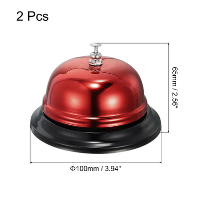 Harfington Uxcell Desk Bell, 2pcs 85mm(3.35") Dinner Bell for Restaurants, Service, Red