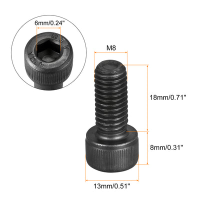 Harfington Uxcell M8x22mm Socket Head Bolts 12.9 Grade Alloy Steel Cap Screws Fully Thread 10pcs