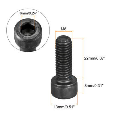Harfington Uxcell M8x22mm Socket Head Bolts 12.9 Grade Alloy Steel Cap Screws Fully Thread 10pcs
