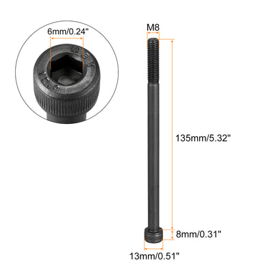 Harfington Uxcell M8x135mm Socket Head Bolts 12.9 Grade Alloy Steel Cap Screws Half Thread 10pcs