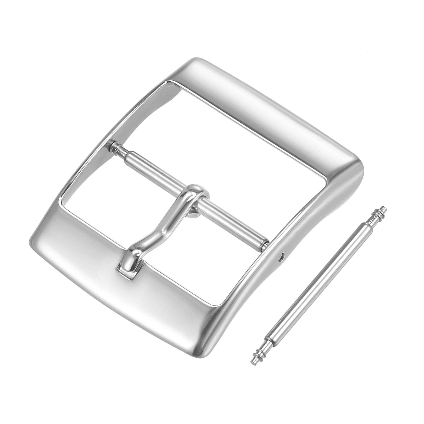 Uxcell Uxcell Watch SUS304 Silver Tone PVD Buckle for 18mm Width Watch Bands with Spring Bar
