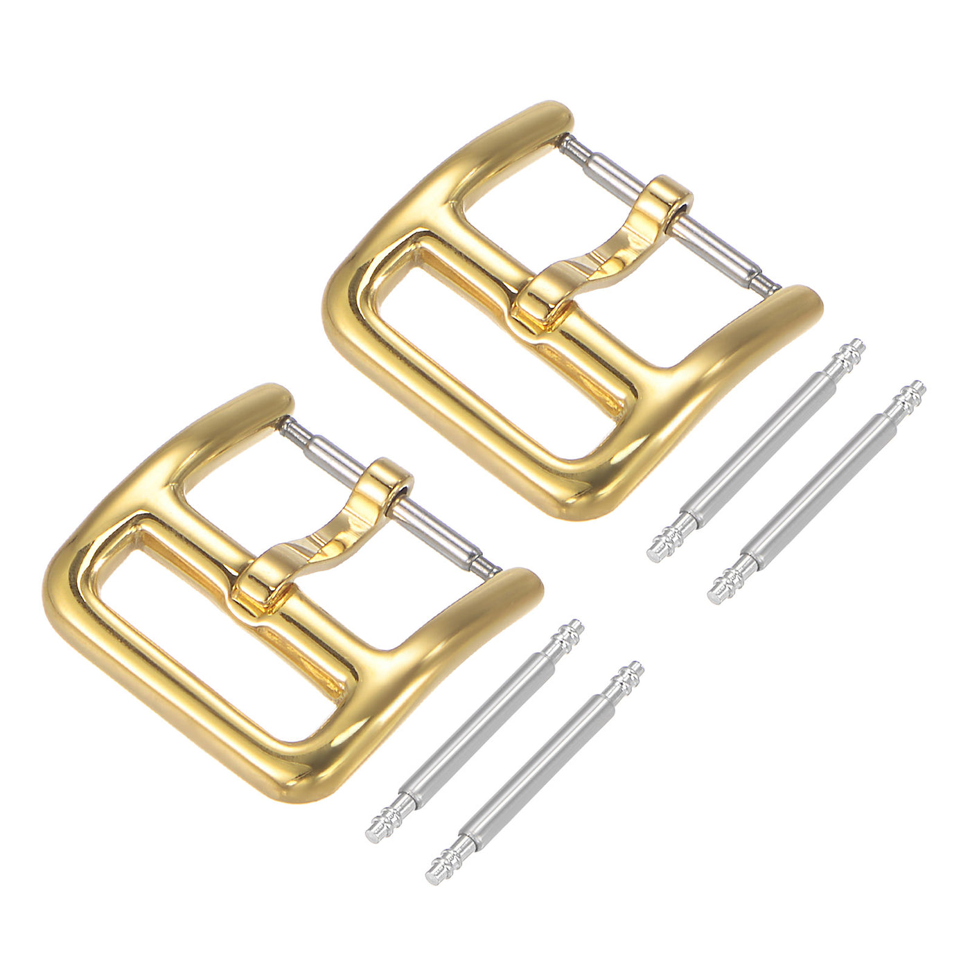 Uxcell Uxcell Watch SUS304 2 Pcs Gold Tone Buckle for 18mm Watch Bands with 4Pcs Spring Bar