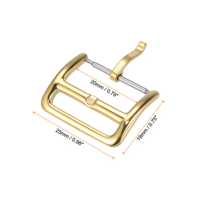 Harfington Uxcell Watch SUS304 2 Pcs Gold Tone Buckle for 18mm Watch Bands with 4Pcs Spring Bar