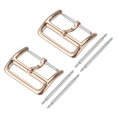 Harfington Uxcell Watch SUS304 2 Pcs Rose Gold Tone Buckle for 14mm Watch Bands W 4Pcs Spring Bar