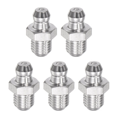 Harfington Uxcell 201 Stainless Steel Straight Hydraulic Grease Fitting M6 x 1mm Thread, 5Pcs