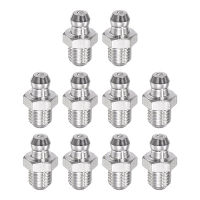 Harfington Uxcell 201 Stainless Steel Straight Hydraulic Grease Fitting M8 x 1mm Thread, 10Pcs