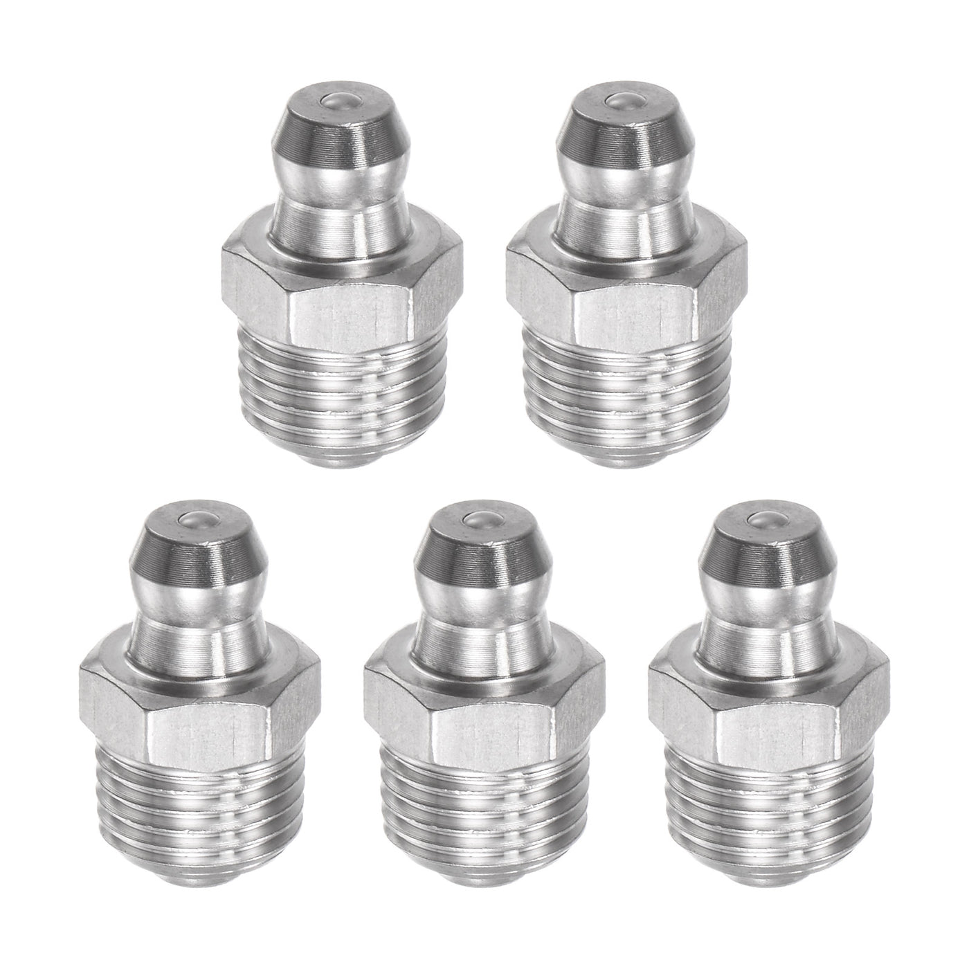 Uxcell Uxcell 201 Stainless Steel Straight Hydraulic Grease Fitting M6 x 1mm Thread, 5Pcs