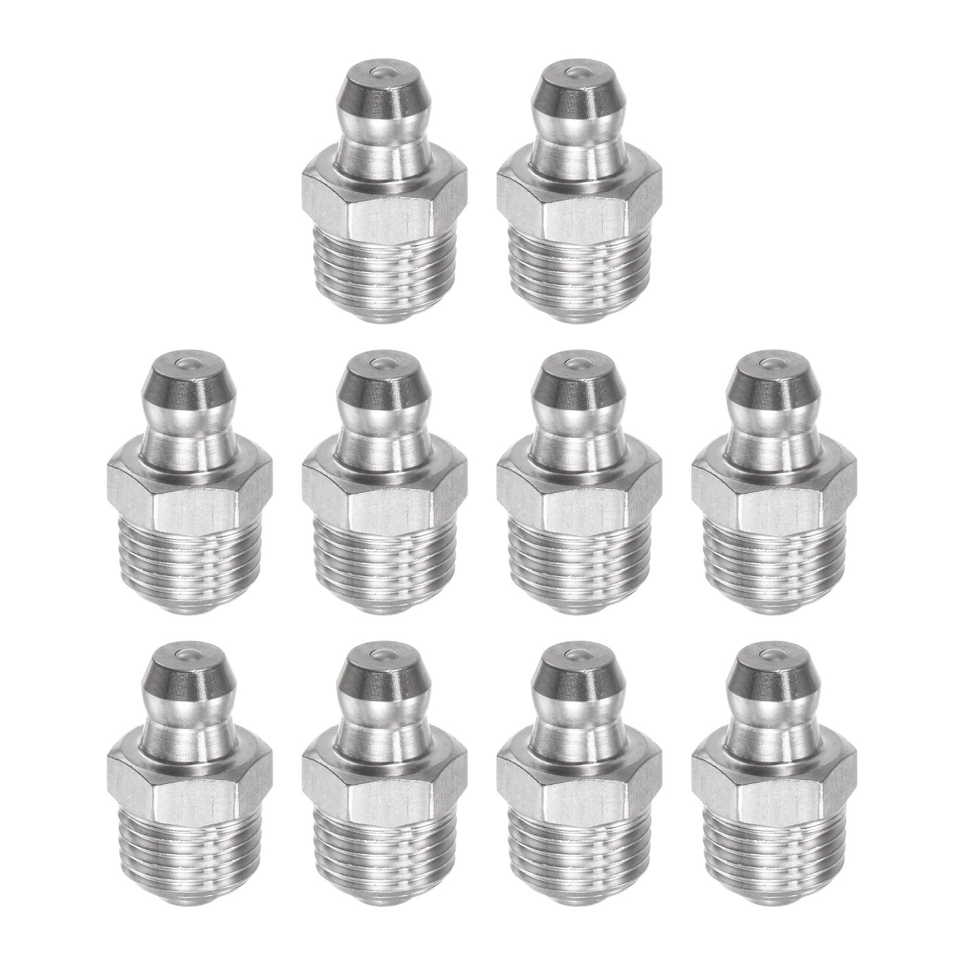 Uxcell Uxcell 201 Stainless Steel Straight Hydraulic Grease Fitting M8 x 1mm Thread, 10Pcs