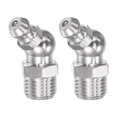 Harfington Uxcell 201 Stainless Steel 45 Degree Hydraulic Grease Fitting M6 x 1mm Thread, 2Pcs