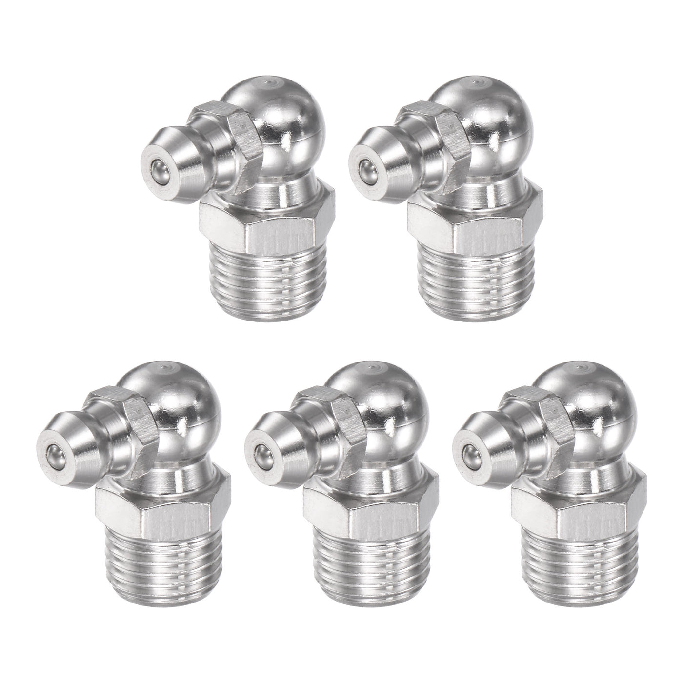 Uxcell Uxcell 201 Stainless Steel 90 Degree Hydraulic Grease Fitting M10 x 1mm Thread, 5Pcs