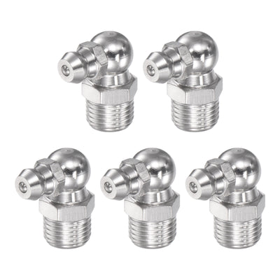 Harfington Uxcell 201 Stainless Steel 90 Degree Hydraulic Grease Fitting M10 x 1mm Thread, 5Pcs