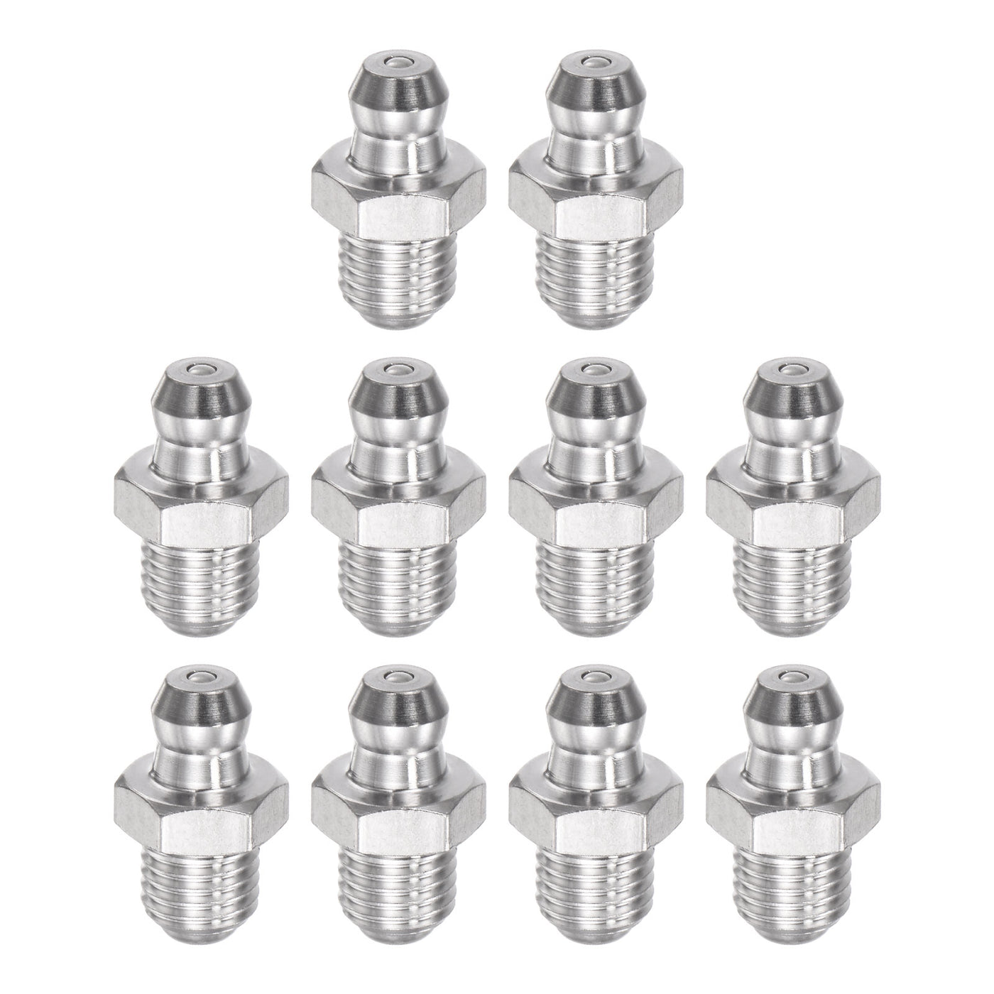 Uxcell Uxcell 304 Stainless Steel Straight Hydraulic Grease Fitting M6 x 1mm Thread, 10Pcs