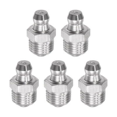Harfington Uxcell 304 Stainless Steel Straight Hydraulic Grease Fitting M8 x 1mm Thread, 5Pcs