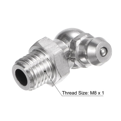Harfington Uxcell 304 Stainless Steel 90 Degree Hydraulic Grease Fitting M10 x 1mm Thread, 2Pcs