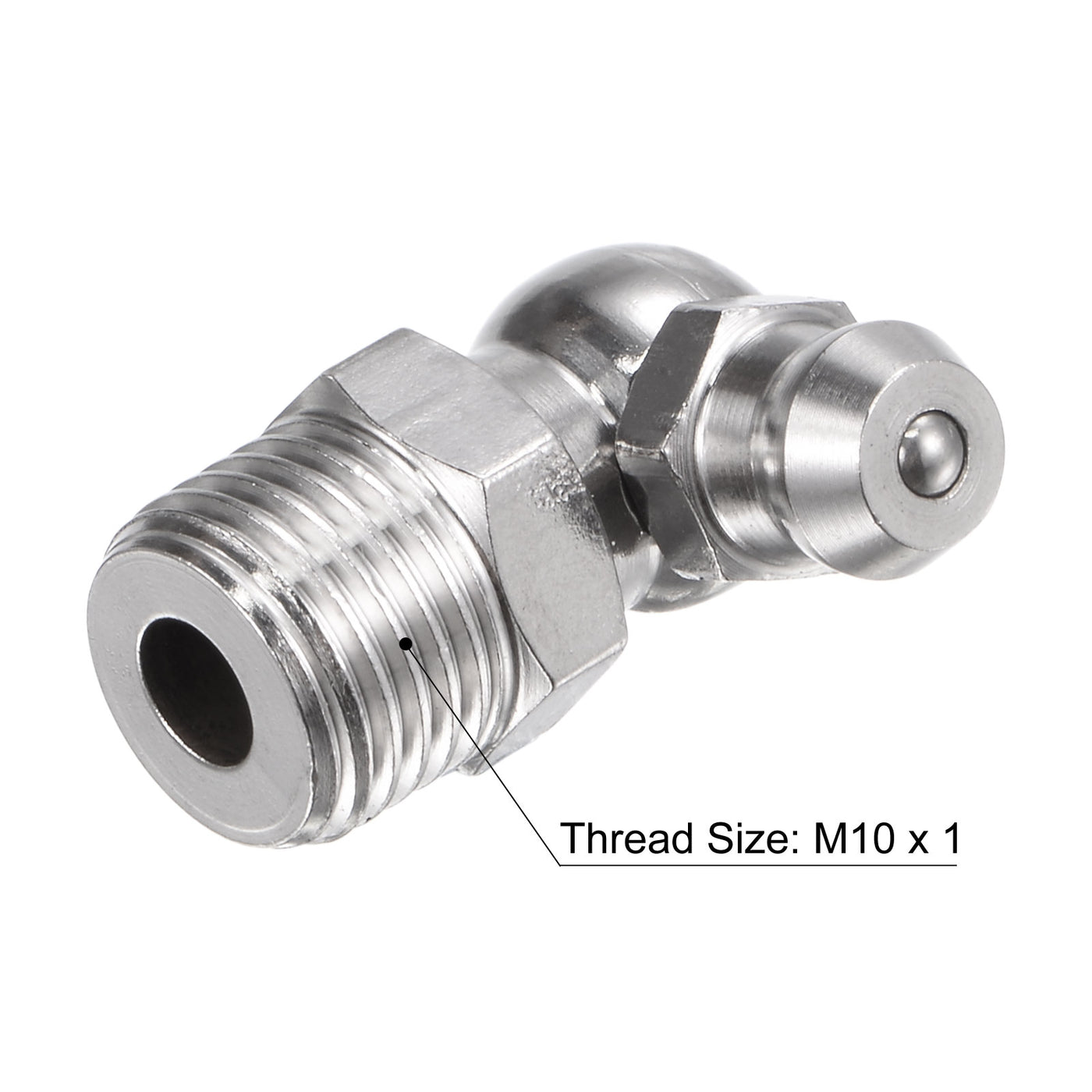 Uxcell Uxcell 304 Stainless Steel 90 Degree Hydraulic Grease Fitting M10 x 1mm Thread, 2Pcs